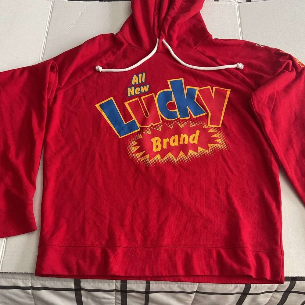 Lucky Brand Red Graphic Hoodie Sweatshirt